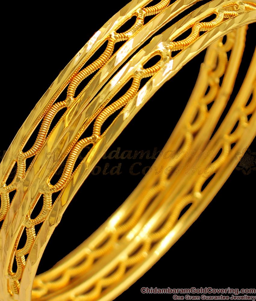 BR1418-2.8 Size Trendy Light Weight Gold Designer Bangles Collection