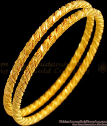 BR1426-2.4 Size New Arrivals Set of Two Thin Plain Gold Bangles
