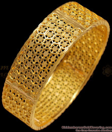 BR1430-2.8 Size Plain Broad Gold Honey Comb Pattern Bridal Bangles Set 