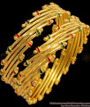 BR1436-2.6 Size Set of Two Grand Kada Gold Inspired Enamel Semiya Bangles 