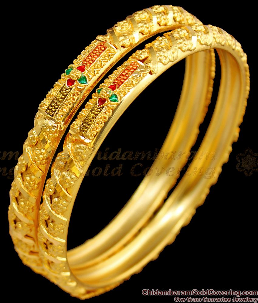 BR1442-2.8 Real Gold Bangle With Enamel Forming Jewelry For Ladies