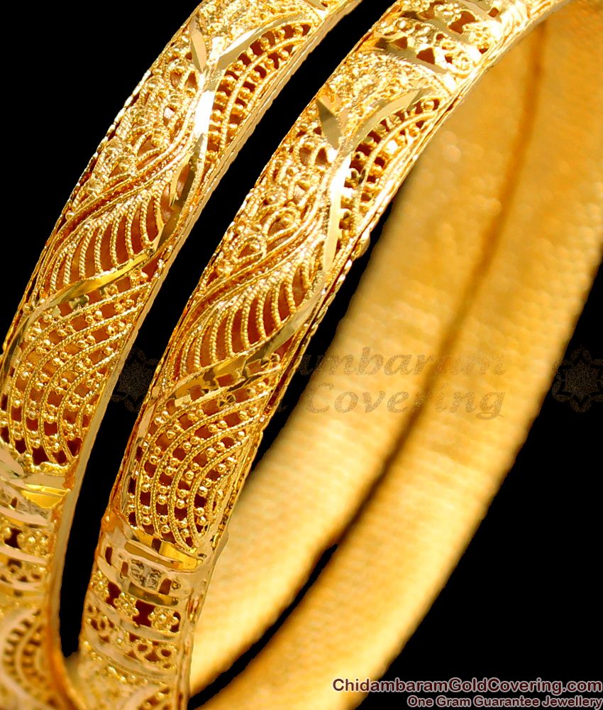 BR1447-2.4 Gold Kada Bangles Design For Functions Buy Online