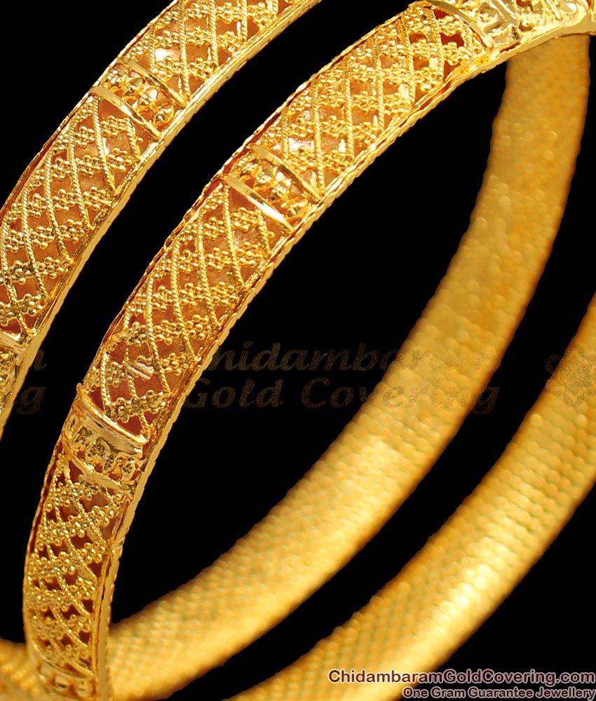 BR1450-2.10 Size Gold Designer Bangles One Gram Gold South Indian Jewelry Shop Online