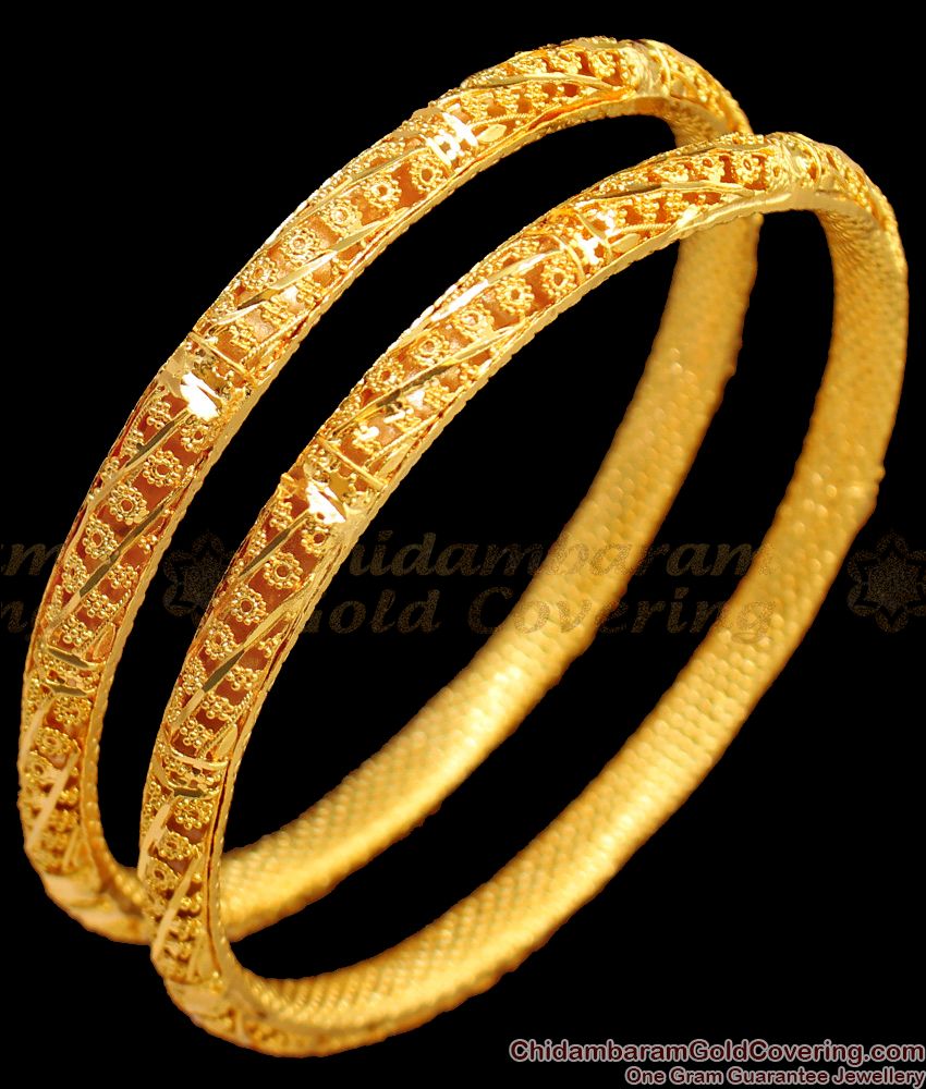 BR1452-2.6 Thin Gold Bangles For Ladies One Gram Gold South Indian Jewelry Buy Online