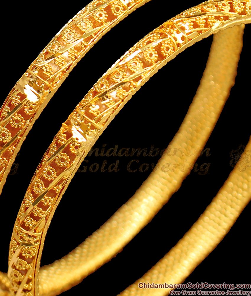 BR1452-2.6 Thin Gold Bangles For Ladies One Gram Gold South Indian Jewelry Buy Online