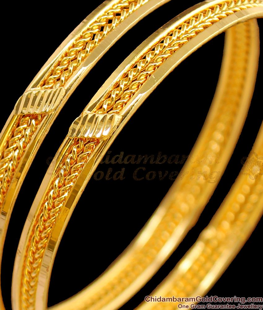 BR1453-2.6 Twisted Gold Bangles One Gram Gold South Indian Jewelry Buy Online