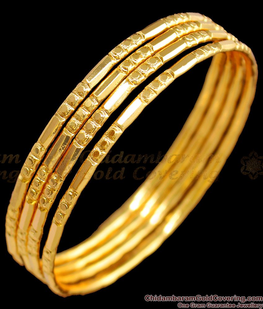 BR1455-2.10 Thin Gold Bangles Design Set Of Four Gold Plated ...