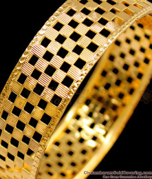 BR1460-2.4 Size Plain Broad Gold Pattern Bridal Bangles Set Shopping Online 