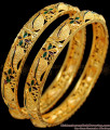 BR1480-2.6 Meenakari Enamel Leaf Pattern Kerala Self Design Bangles Collection