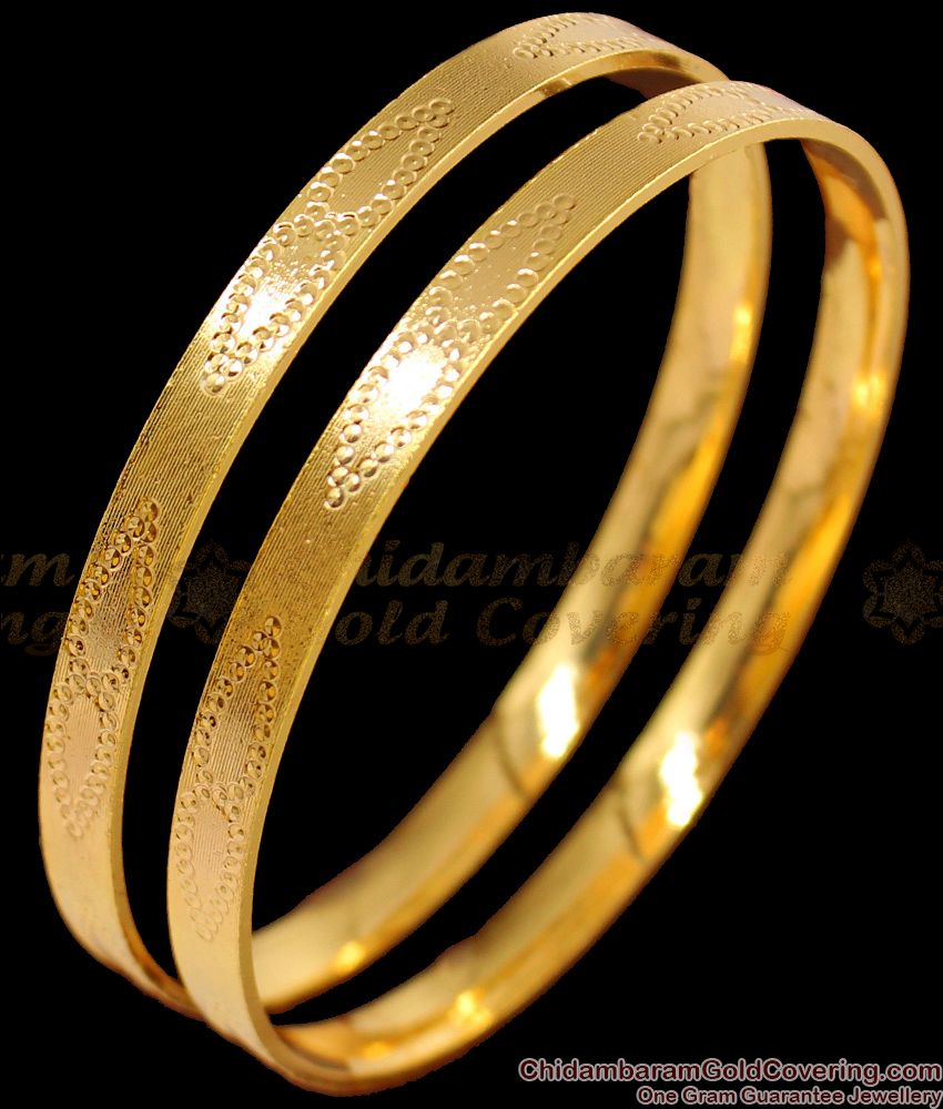 BR1486-2.6 Self Design Fancy Gold Bangles Collections Gold Plated Jewelry Shop Online