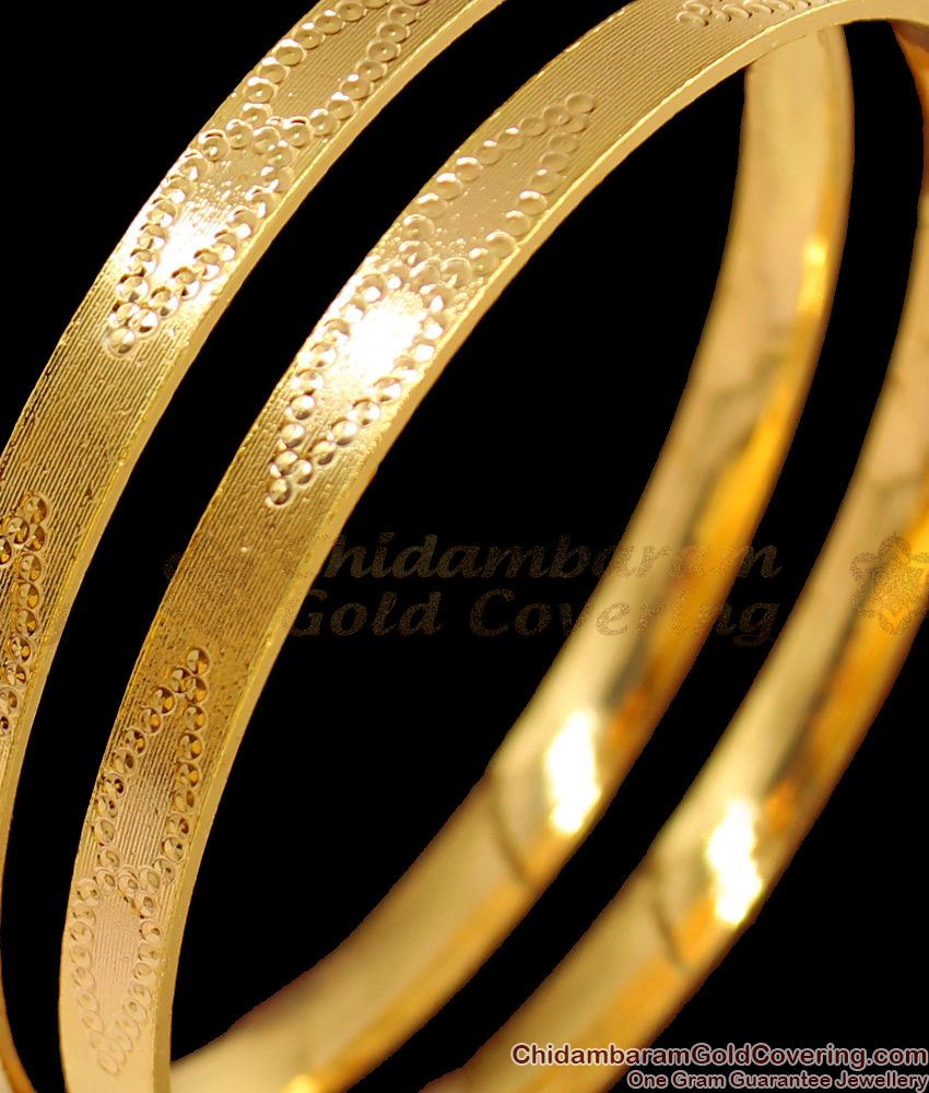 BR1486-2.6 Self Design Fancy Gold Bangles Collections Gold Plated Jewelry Shop Online