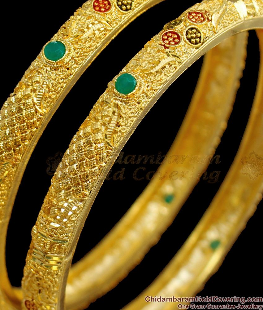 BR1491-2.6 Trendy Kundan Work Leaf Pattern Gold Forming Bangles For Ladies