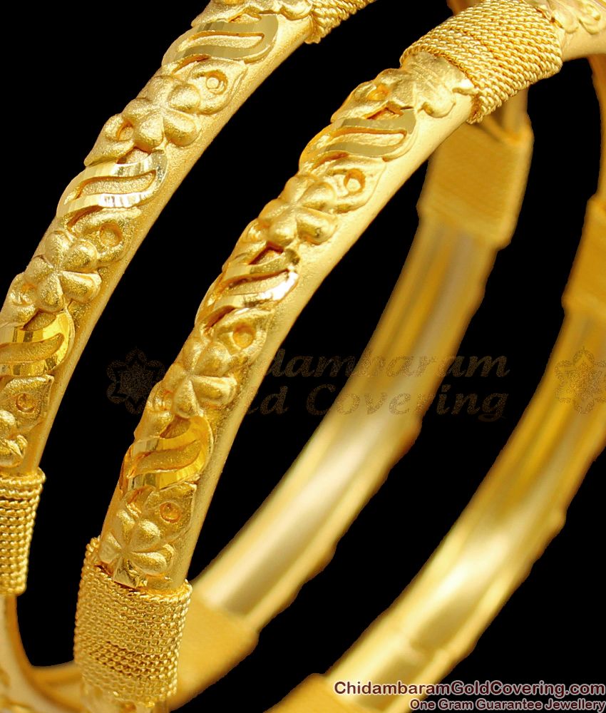 BR1492-2.4 Hand Crafted Real Gold Bangle Collections Forming Pattern