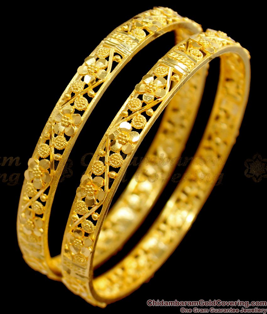 BR1496-2.8 Solid Leaf Pattern Plain Gold Forming Bangles Bridal Collection Jewelry