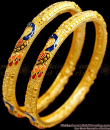 BR1497-2.6 Beautiful Peacock Pattern Gold Bangles Design Bridal Forming Collection Jewelry