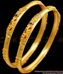 BR1499-2.10 Elegant Flower Pattern Gold Bangles Design Bridal Forming Collection Jewelry