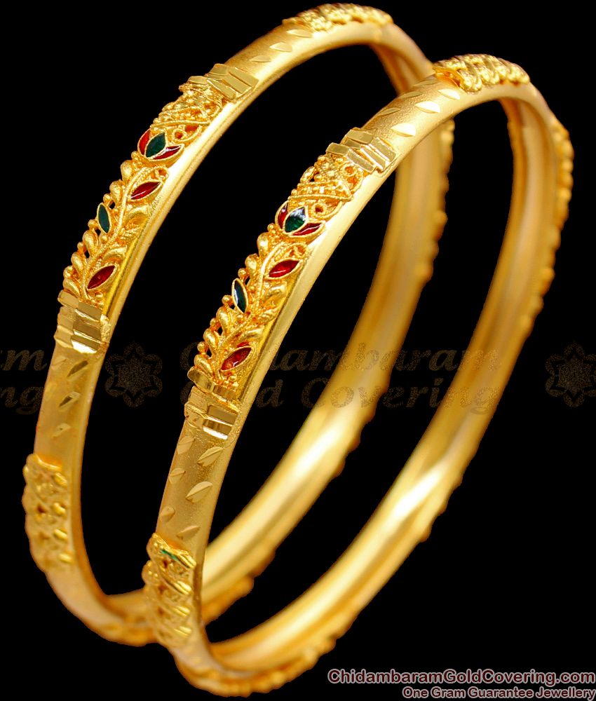 BR1499-2.8 Elegant Flower Pattern Gold Bangles Design Bridal Forming Collection Jewelry