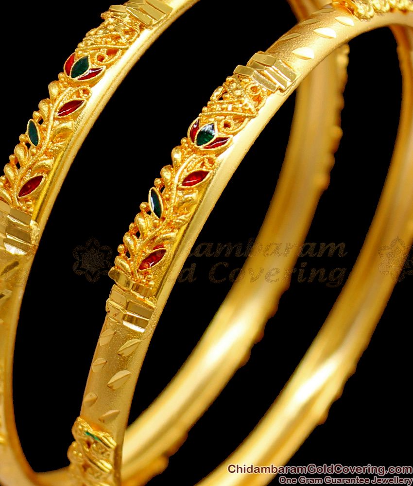 BR1499-2.8 Elegant Flower Pattern Gold Bangles Design Bridal Forming Collection Jewelry