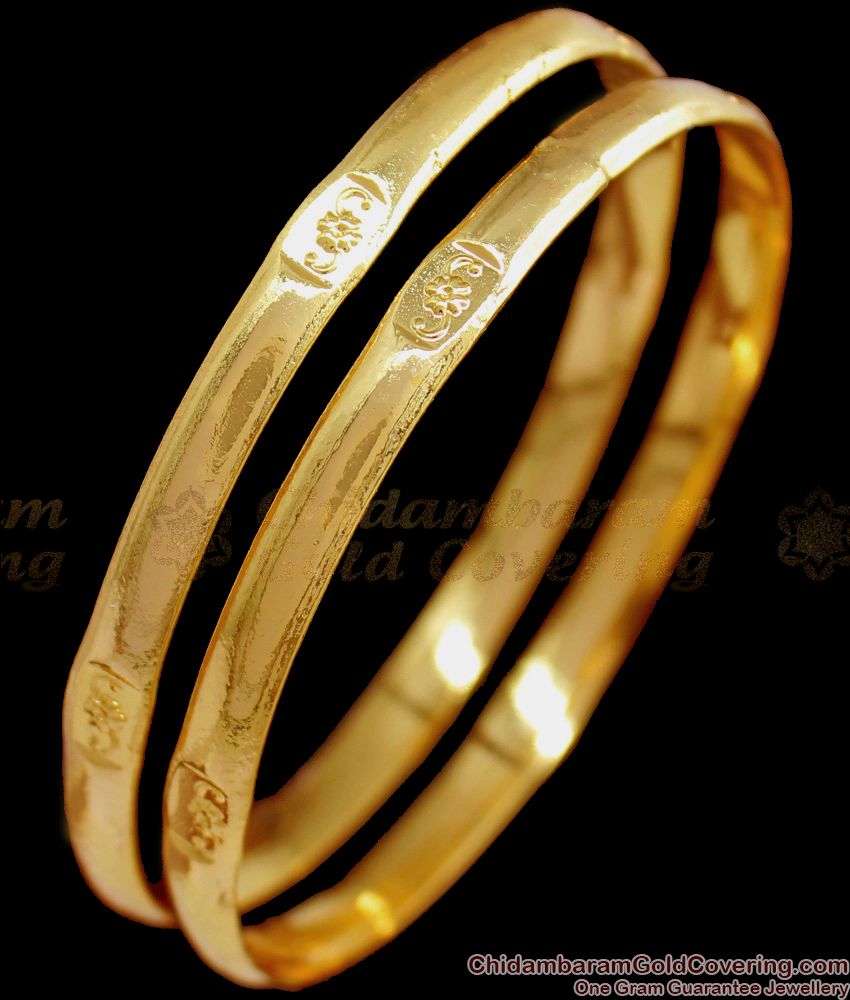 BR1507-2.8 Original Plain Traditional Impon Long Life Daily Wear Gold Bangle Collections