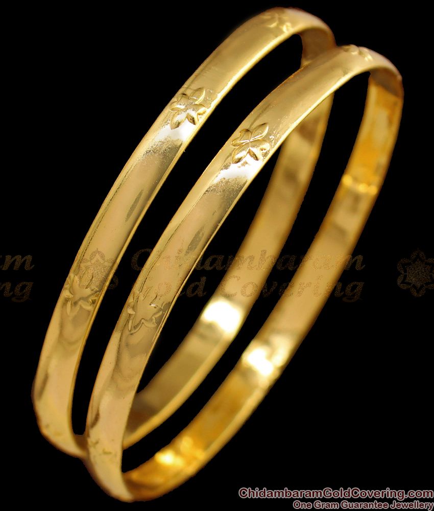 BR1520-2.6 Beautiful Plain Collection Original Impon Gold Bangle Designs