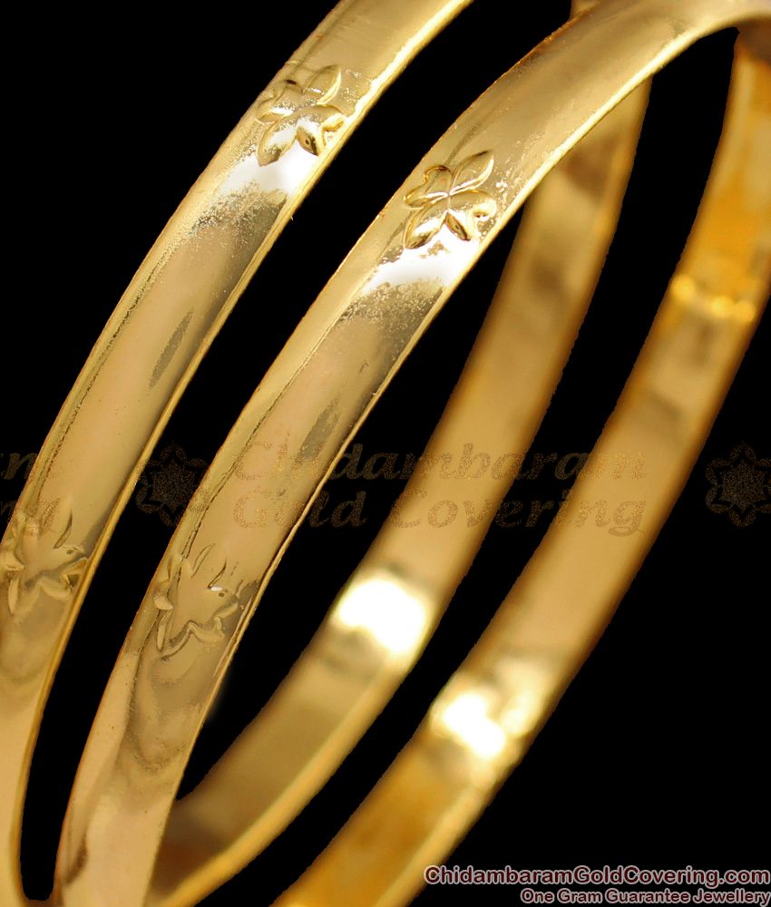 BR1520-2.6 Beautiful Plain Collection Original Impon Gold Bangle Designs