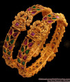 BR1524-2.6 Size Premium Antique Nagas Bangles Collection With Kemp Stone