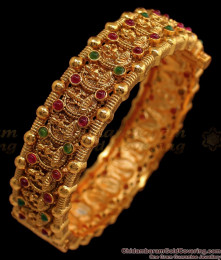 BR1527-2.6 Size Full Lakshmi Antique Kada Bangle Collection With Kemp Stone BR1527-2.6 Size Full Lakshmi Antique Kada Bangle Collection With Kemp Stone