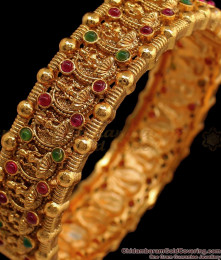 BR1527-2.6 Size Full Lakshmi Antique Kada Bangle Collection With Kemp Stone BR1527-2.6 Size Full Lakshmi Antique Kada Bangle Collection With Kemp Stone