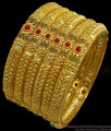 BR1552-2.4 Magnificent Gold Forming Set Of Six Bangles For Bridal Wear