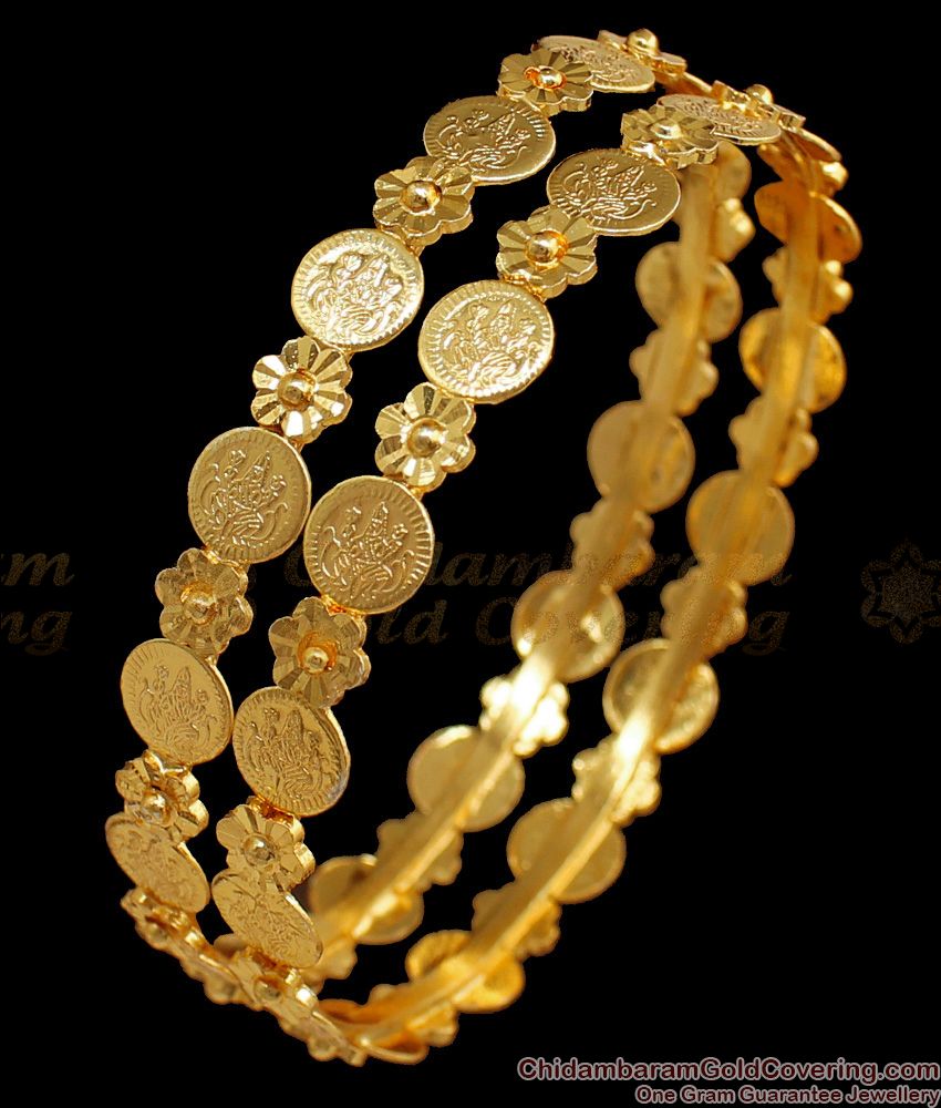 BR1560-2.10 New Arrival Lakshmi Coin Design Gold Bangles