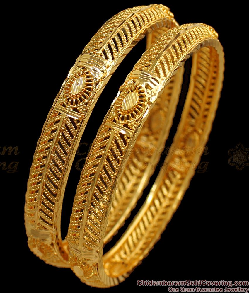 BR1568-2.10 Traditional One Gram Gold Bangles For Daily Wear