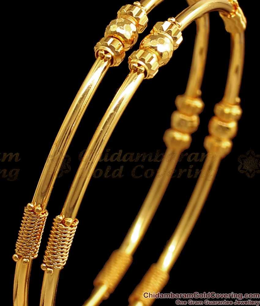 BR1585-2.4 Latest Plain Gold Bangles For Daily Wear Gold Plated Jewelry