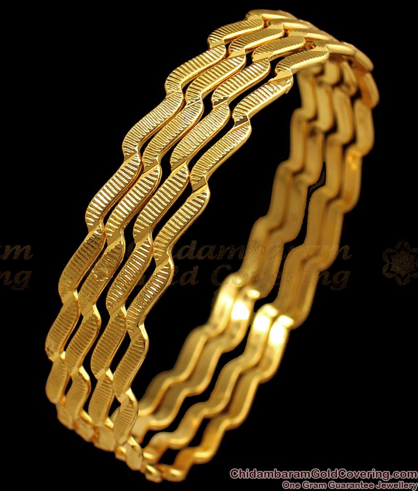 BR1597-2.6 Neli Design Zig Zag Gold Bangles Collections