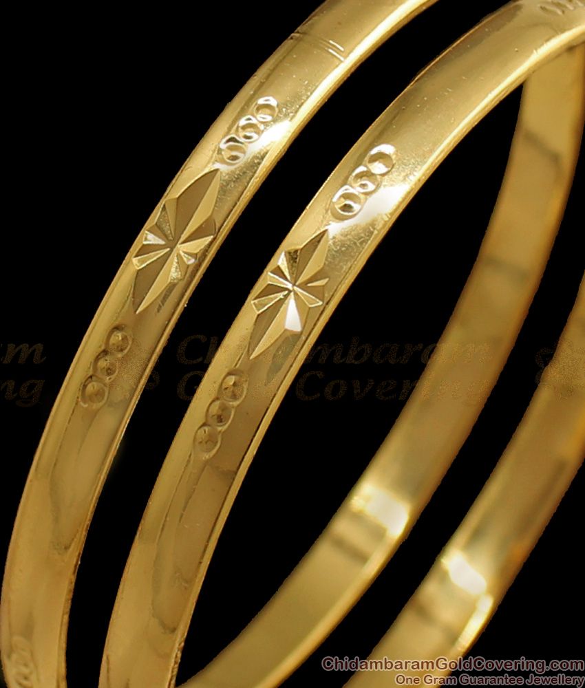 BR1599-2.10 Traditional Gold Plated Impon Bangles For Daily Wear