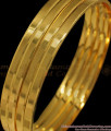 BR1609-2.6 Simple Plain Gold Plated Set Of Four Bangles For Daily Wear