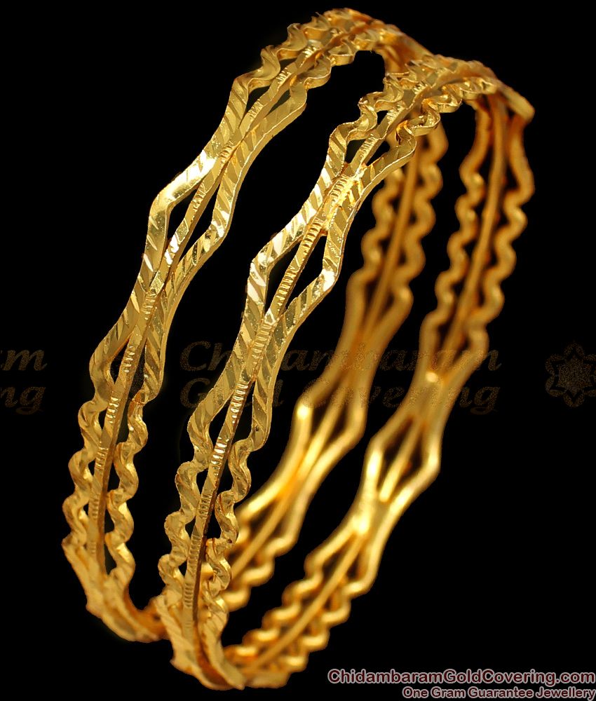 BR1610-2.8 Stunning Design Gold Plated Bangles For Daily Use