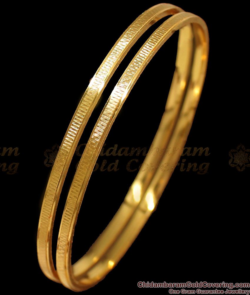 BR1614-2.6 Thin Gold Plated Plain Bangles For Daily Wear