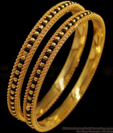 BR1624-2.10 Traditional Karugamani Gold Bangles For womens Daily Wear