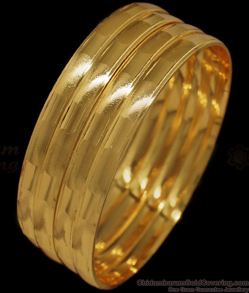 BR1625-2.4 Plain One Gram Gold Bangles Set Of Four Daily Wear Collection