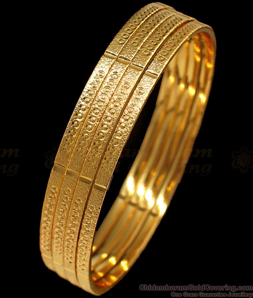 BR1638-2.4 Thin One Gram Gold Bangles Set Of Four Daily Wear Collection