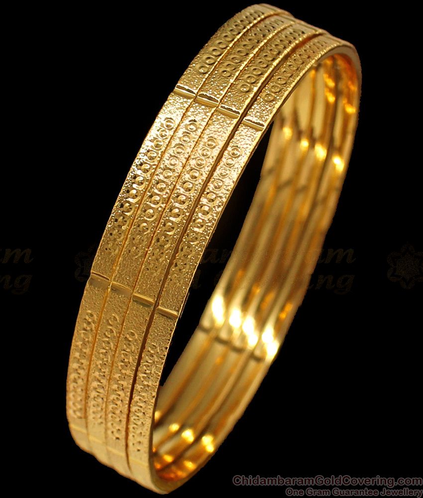 BR1638-2.10 Thin One Gram Gold Bangles Set Of Four Daily Wear Collection