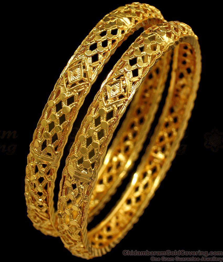 BR1645-2.8 One Gram Gold Bangles Daily Wear Collections For Womens