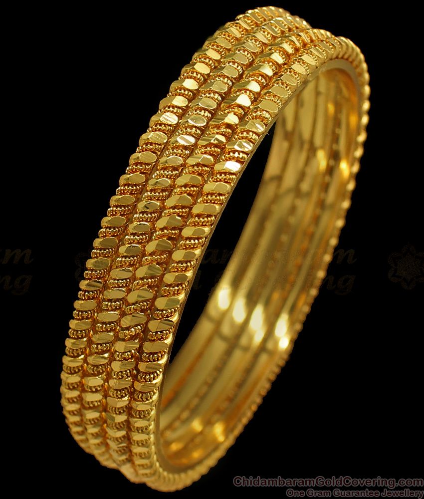 BR1651-2.10 Set Of Four daily Wear Gold Bangles 