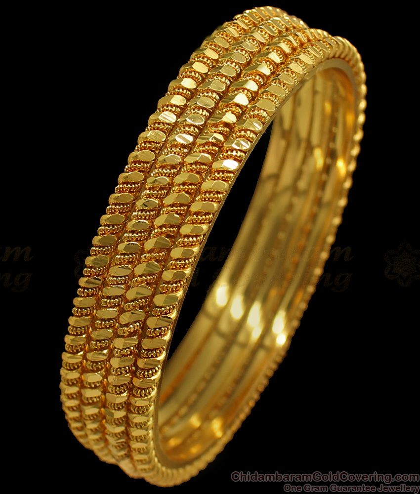 BR1651-2.8 Set Of Four daily Wear Gold Bangles 