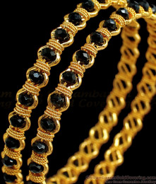BR1656-2.10 Black Beads Gold Imitation Bangles For Ladies BR1656-2.10 Black Beads Gold Imitation Bangles For Ladies