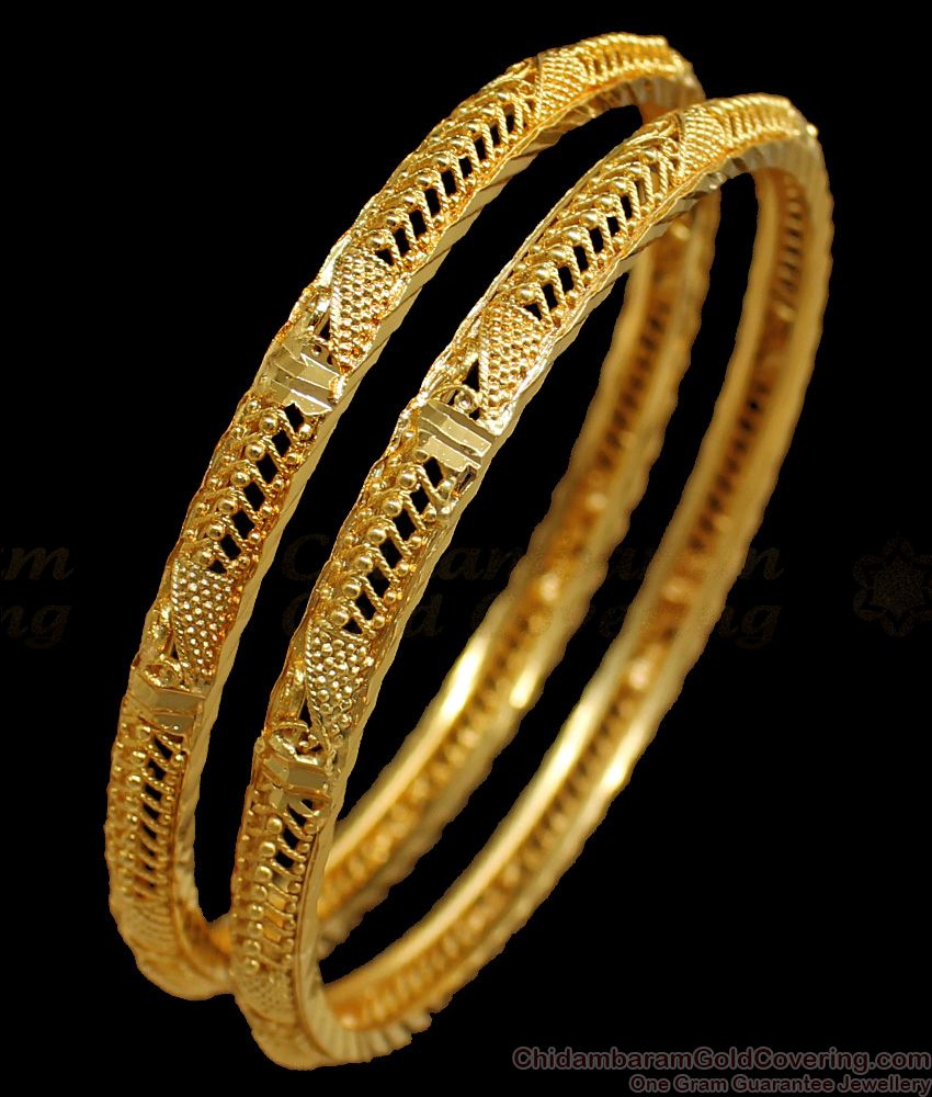 BR1657-2.4 Daily Wear Simple Gold Bangles South Indian Jewelry