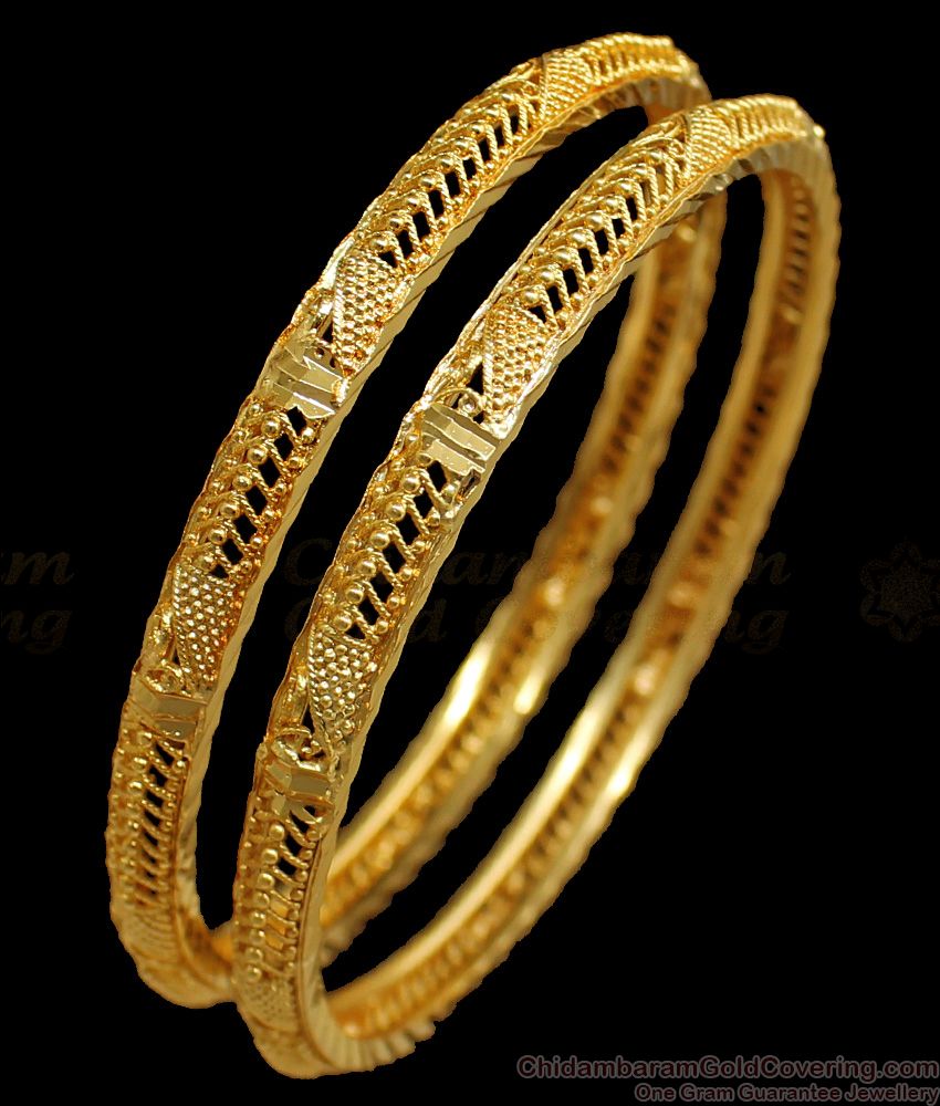 BR1657-2.6 Daily Wear Simple Gold Bangles South Indian Jewelry