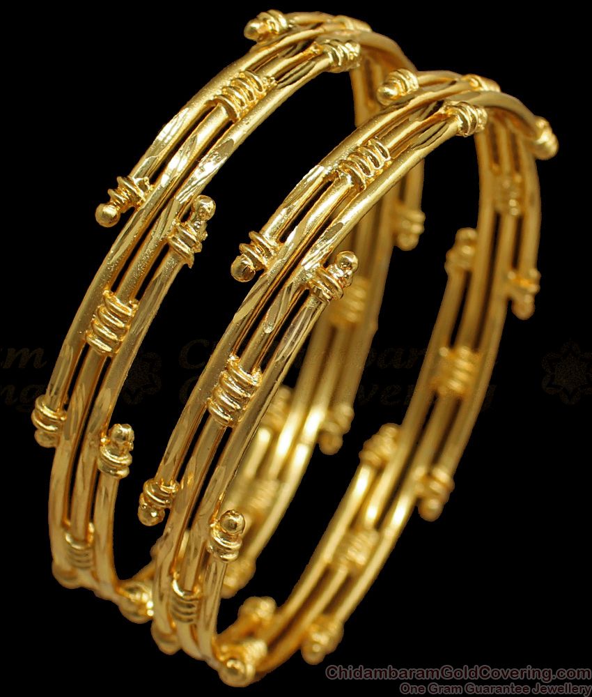 BR1661-2.4 Layers Design Gold Bangles From Chidambaram Gold Covering