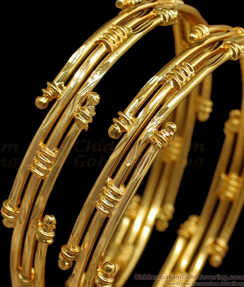 BR1661-2.10 Layers Design Gold Bangles From Chidambaram Gold Covering