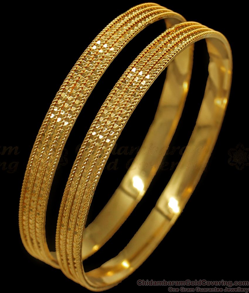 BR1668-2.6 Classical Gold Plated Set Of Two Bangles Daily Wear BR1668-2.6 Classical Gold Plated Set Of Two Bangles Daily Wear